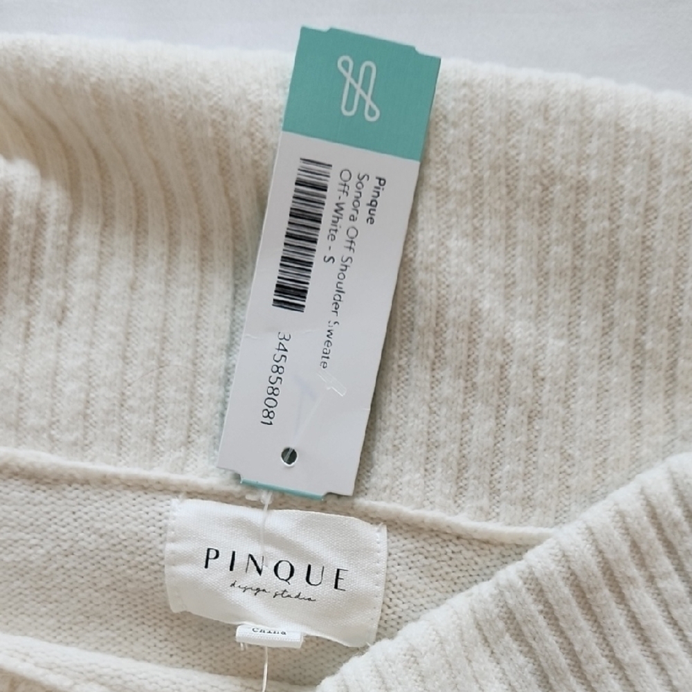 Elegant Cream Off-Shoulder Sweater - Picture 7 of 8